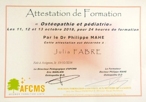 Formation Ostéopathie et Pédiatrie